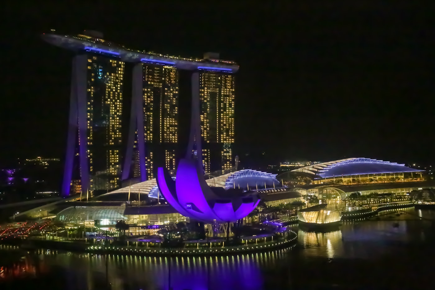 Singapore Marina Bay skyline during night time